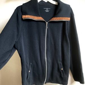 Black & Faux Suede High Collar Sport Jacket